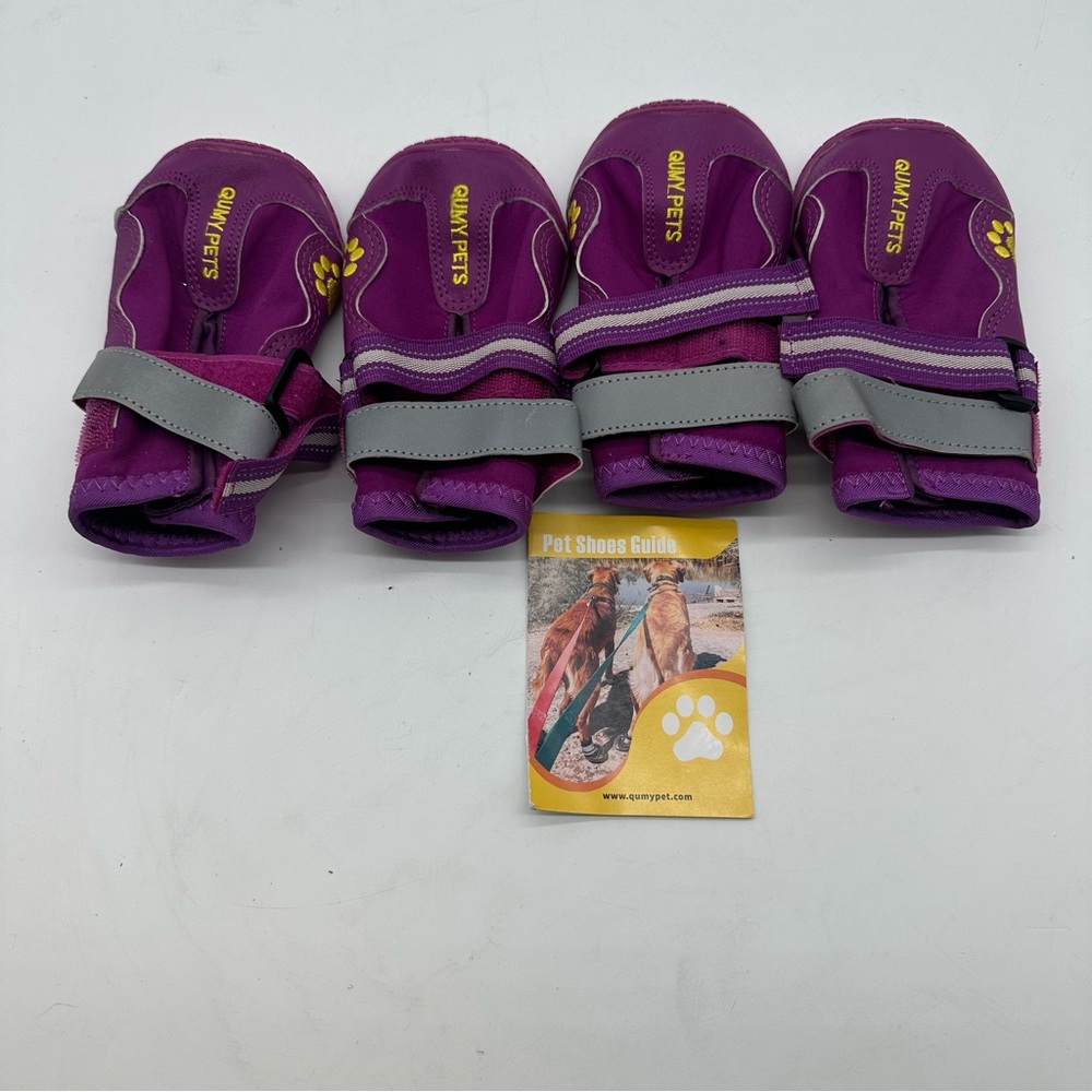 QUMYPETS Size 8 Dog Boots – Purple Waterproof Reflective (Worn Once)
